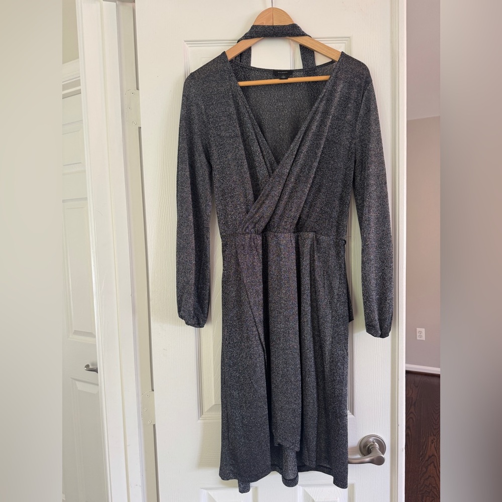 Halogen Sparkly Charcoal Long Sleeve Dress